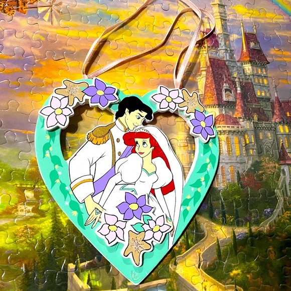 DISNEY’S THE LITTLE MERMAID VTG 90s KURT ADLER HANDCRAFTED WOODEN XMAS ORNAMENT - Picture 1 of 8